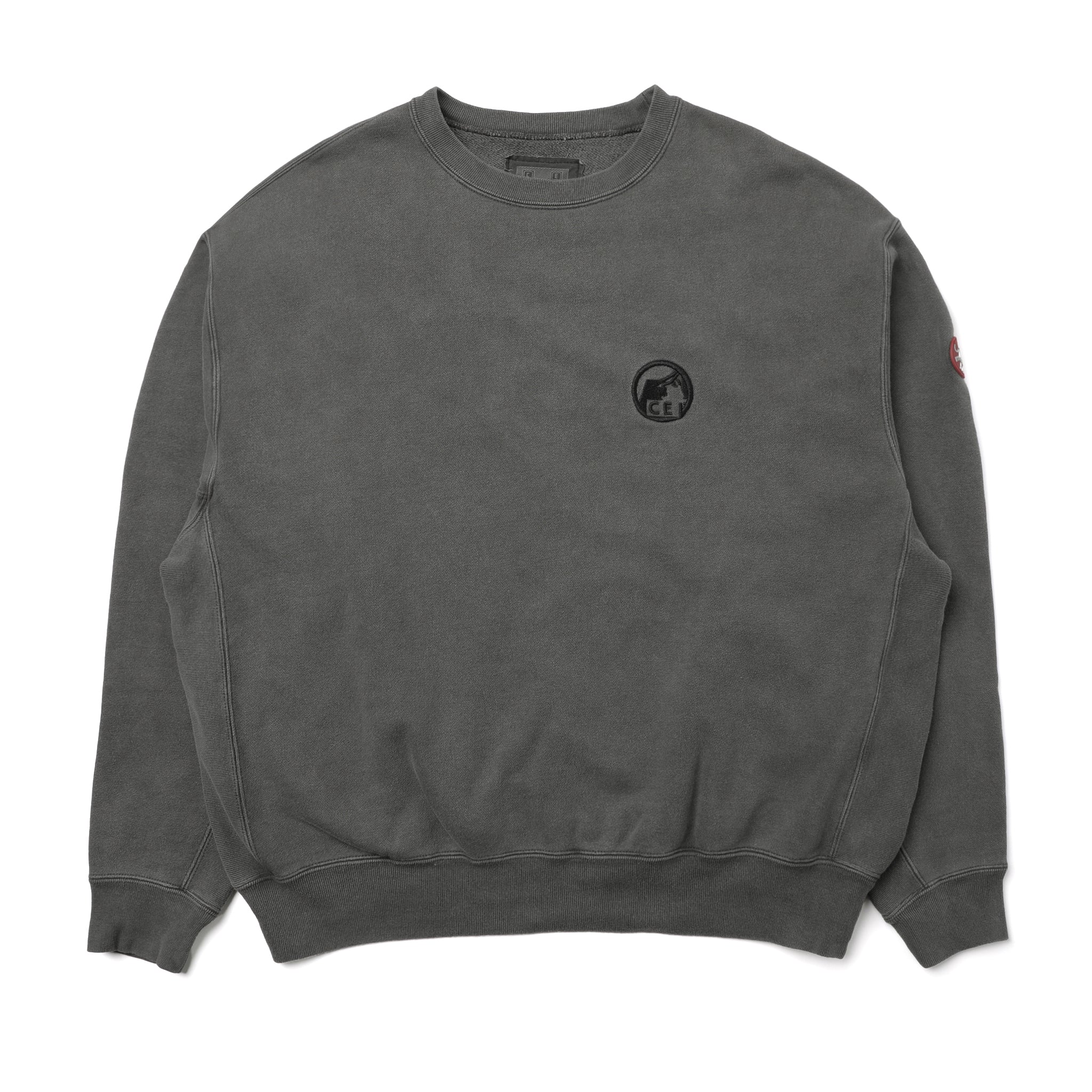 CES26CS03 Cav Empt Overdye Pre Cog Crewneck Sweatshirt Charcoal The Darkside Initiative