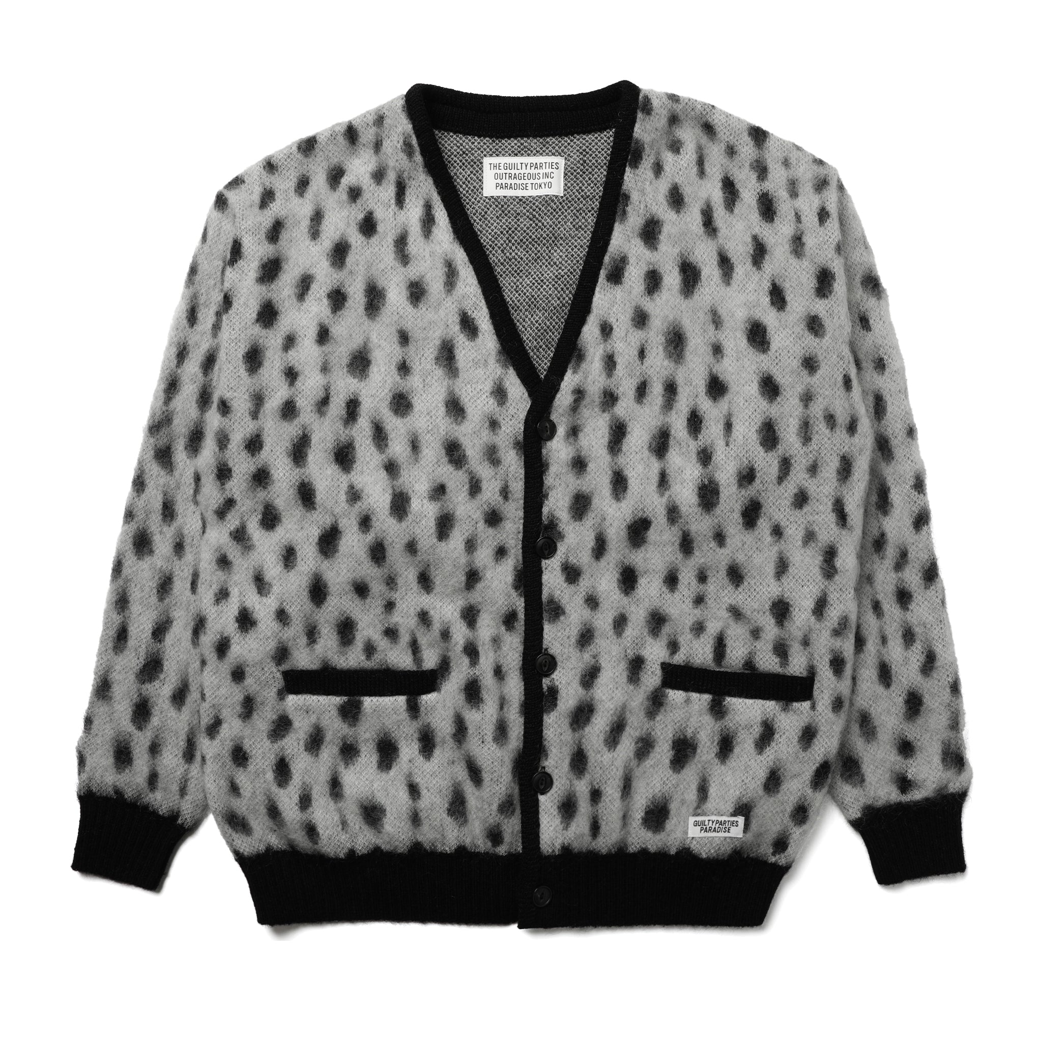 Wacko Maria Leopard Mohair Cardigan White