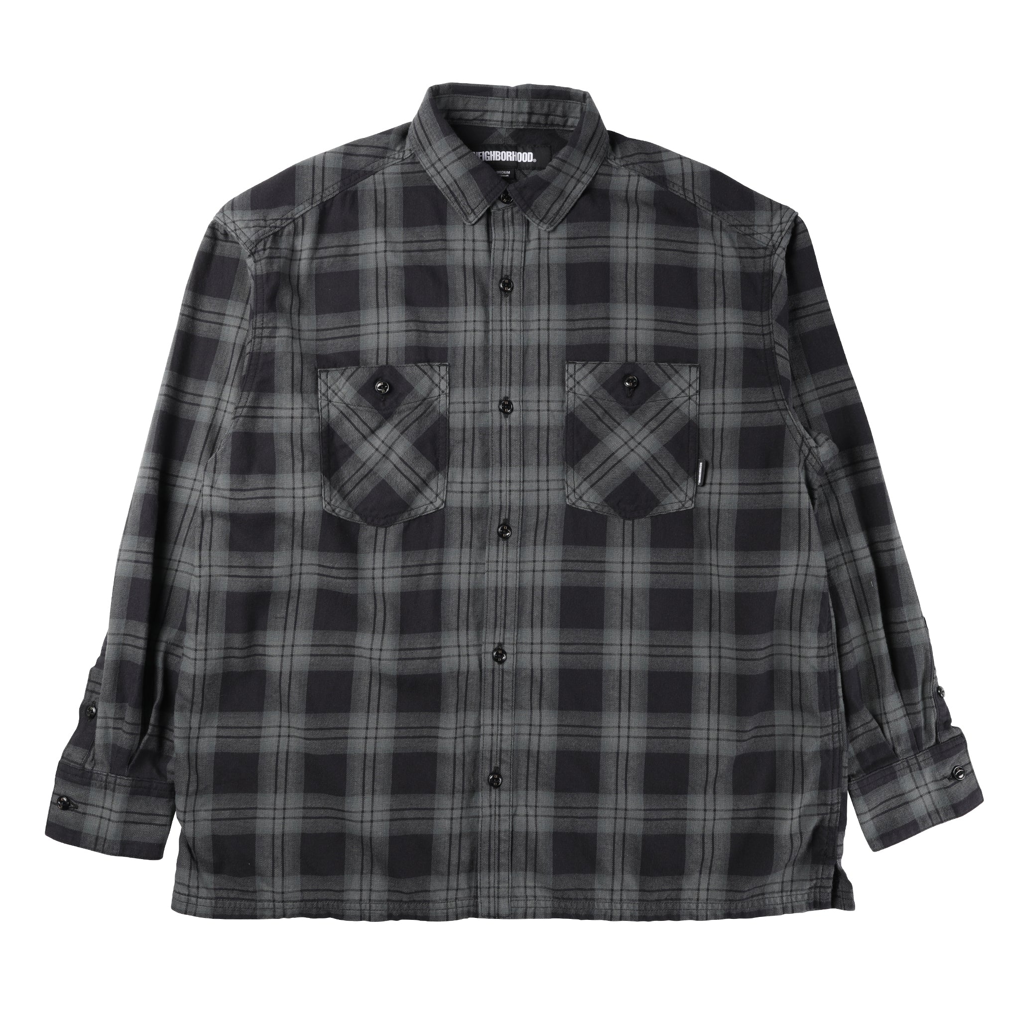 222ARNH-SHM01] Neighborhood Nel Check L/S Shirt (Gray) – The