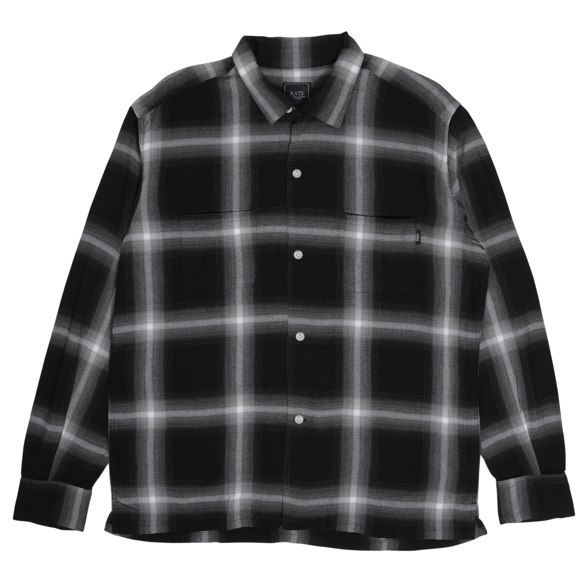 Rats Rayon Ombre Check Shirt Black