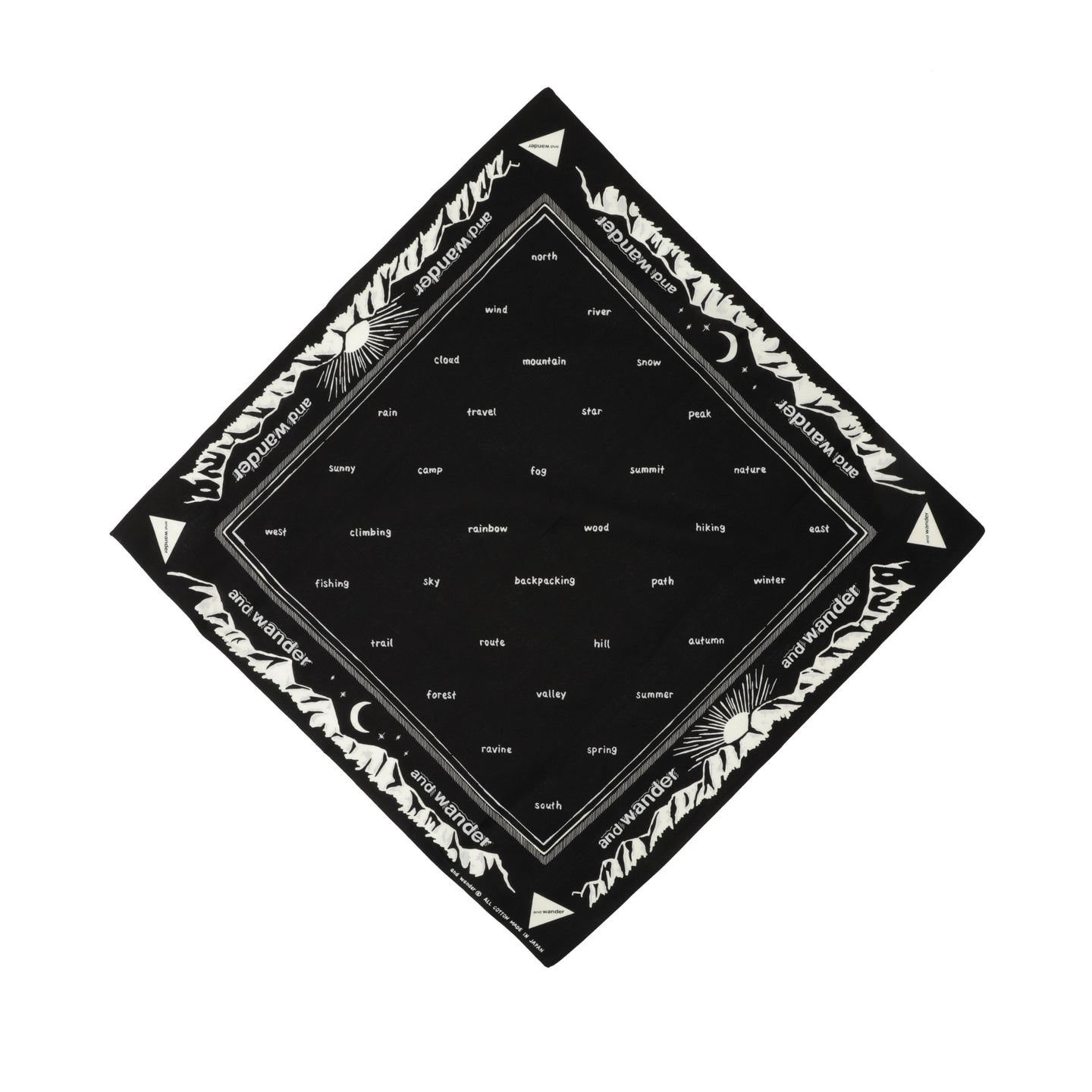 and wander Reflective Words Bandana Black