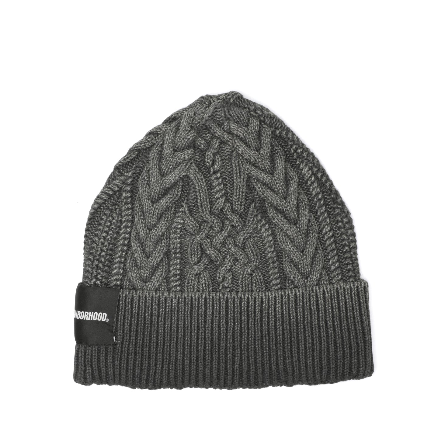 Neighborhood Washed Cable Beanie Black