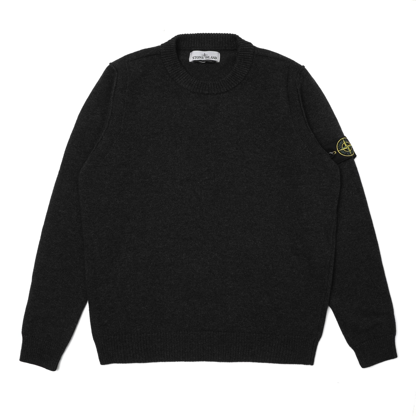 508A3 V0M65 Stone Island Lambswool Knit Crewneck Sweater Melange Charcoal The Darkside Initiative