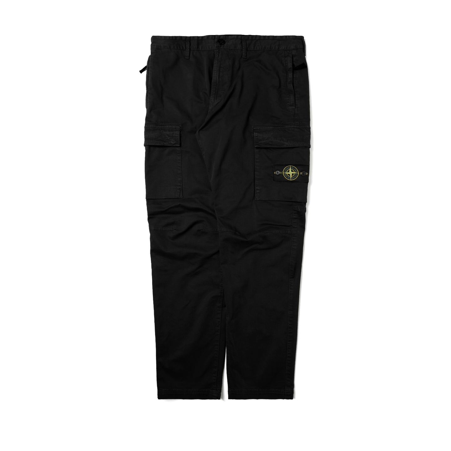 Stone Island Stretch Organic Broken Twill Cotton 'Old' Effect Cargo Pant Black