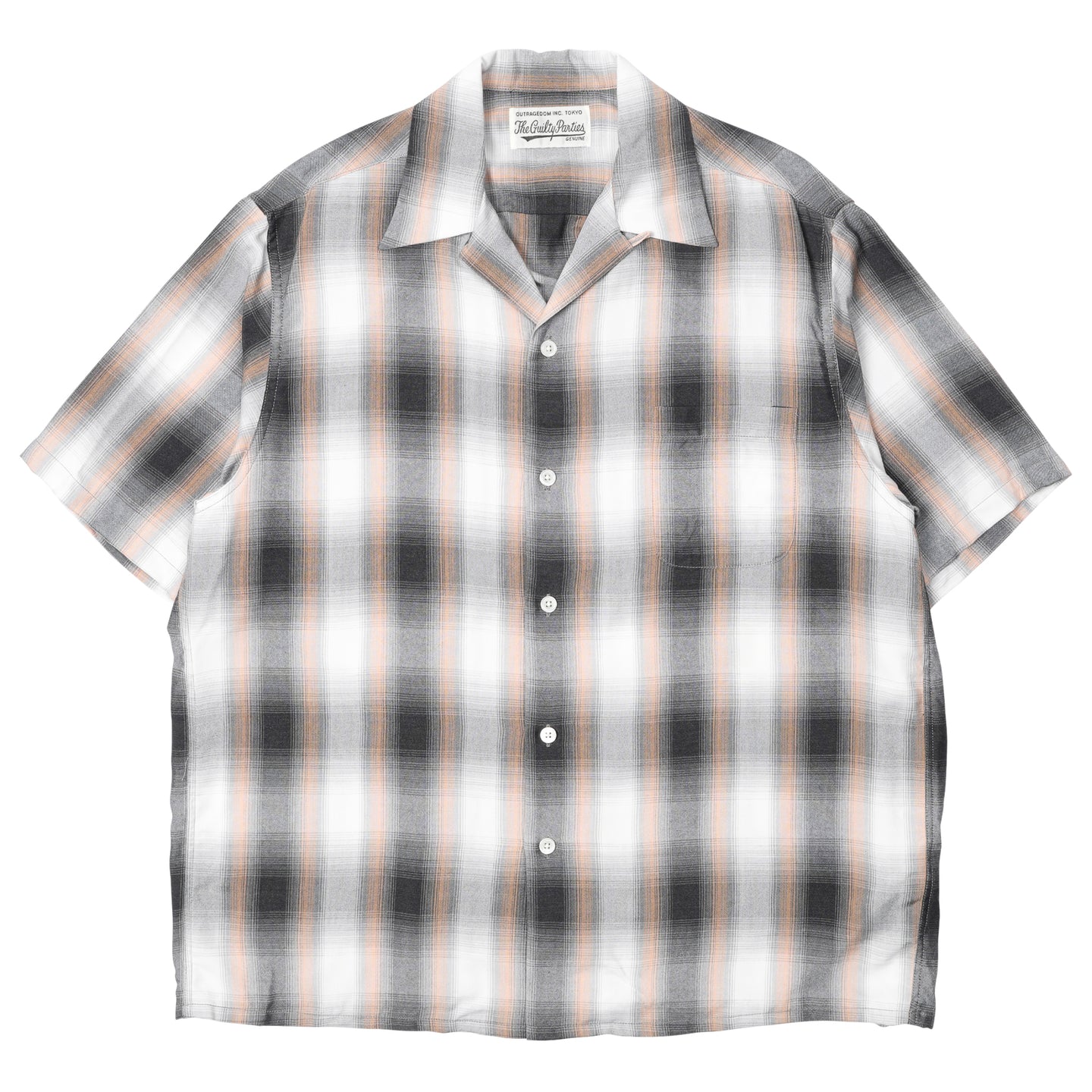 22SS-WMS-OC15] Wacko Maria Ombre Check Open Collar Shirt (Orange